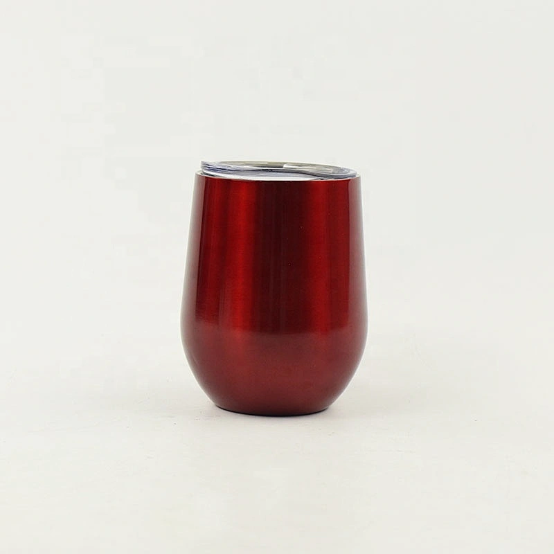 Hibour Double Wall Vacuum Insulated 12oz Stainless Steel Stemless Painting Color Wine Tumbler With Lid