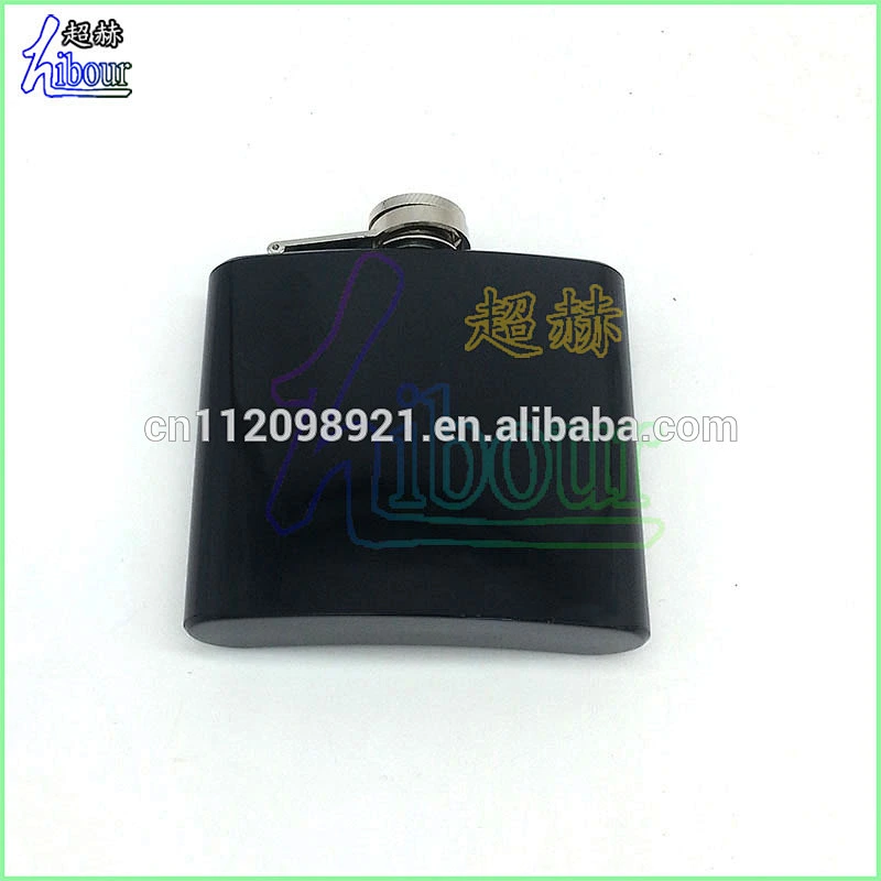Manufacture classical black spray-paint stainless steel hip flask with custom logo