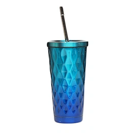 Amazon most popular travel coffee mug drinking tumbler with straw stainless steel double wall vacuum mug straw mug