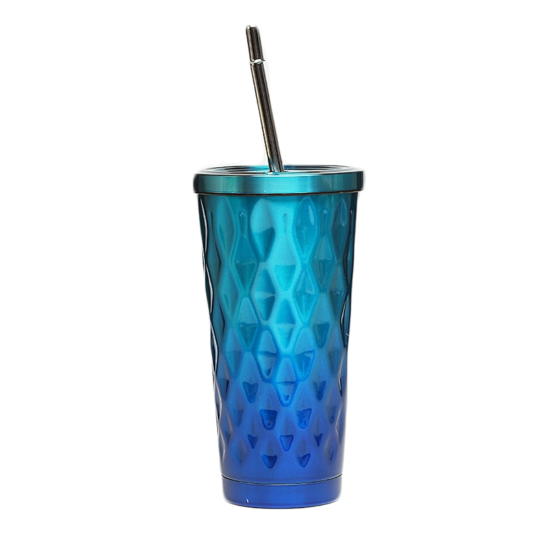 Amazon most popular travel coffee mug drinking tumbler with straw stainless steel double wall vacuum mug straw mug