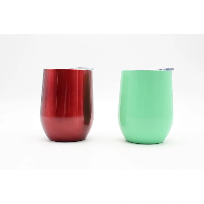 12oz Vacuum Stainless Steel Spray Painted Egg Shaped Wine Tumbler