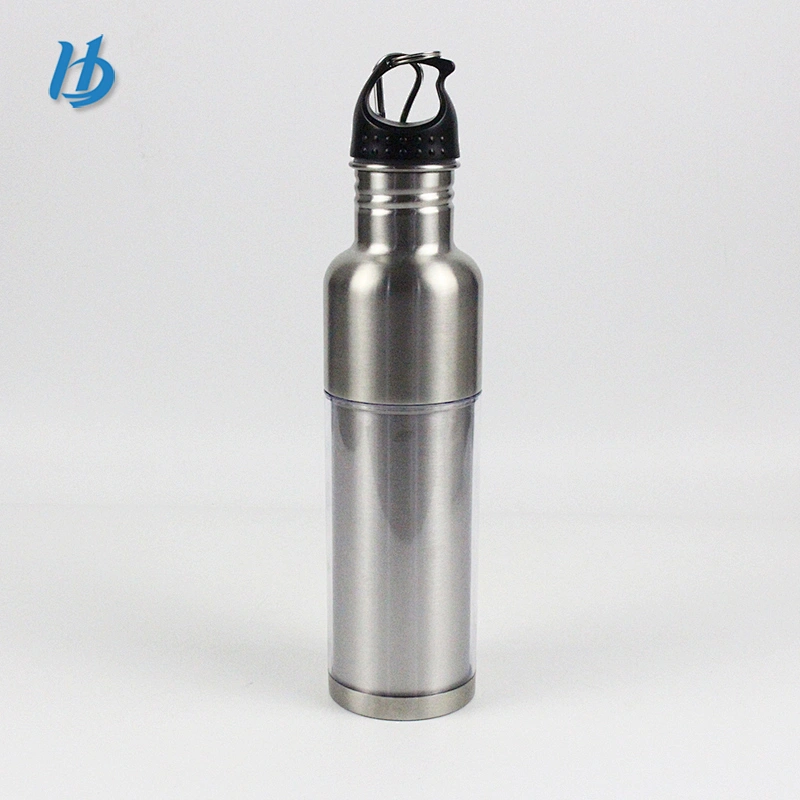 New design water bottle single wall silver color ,bottle without handle