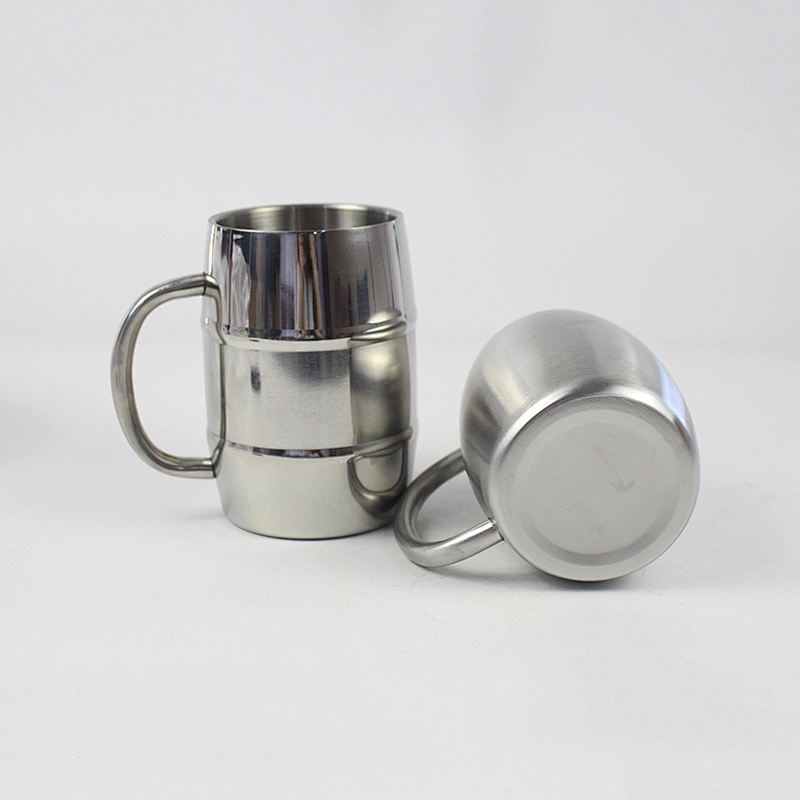 Hot sale beer mug,450ml double wall mug with lid customized logo coffee mug