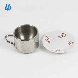 304 stainless steel stainless steel coffee  cups set with Tray and spoon custom logo