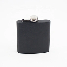 18/8 FDA 6oz Black matte spray paint hip flask with customized logo