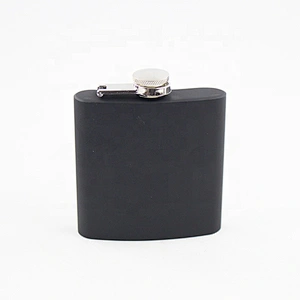 18/8 FDA 6oz Black matte spray paint hip flask with customized logo