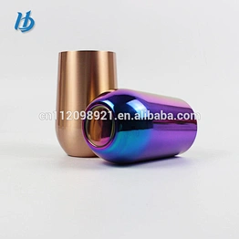 New products 304 stainless steel mug electroplated wine glass mug double glass with handle