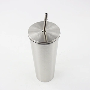 Hibour 18/8 stainless steel 24oz insulated straw tumbler with straw and lid