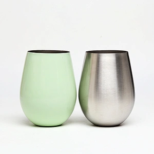 Trade Assurance Stemless Stainless Steel Wine Glasses with Lid -9oz 16oz Outdoor Shatterproof Camping Tumbler Glass Metal Cups