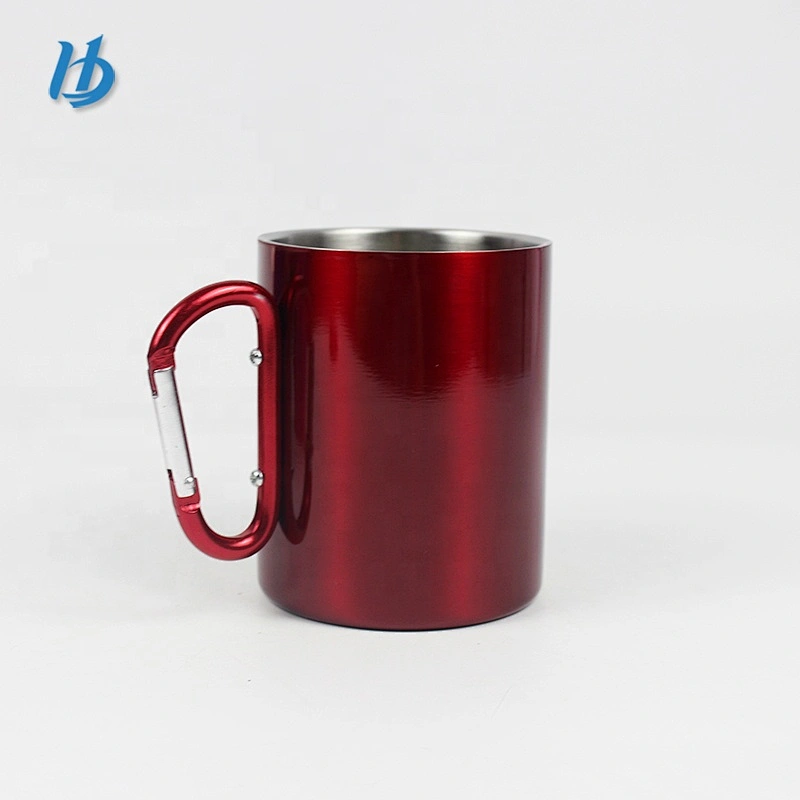Hot sale camping mug stainless steel double wall coffee mug with carabiner handle