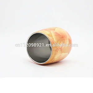 fashionable wooden painting 9oz drinking tumbler stainless steel vacuum tumbler coffee mug double wall wine glasses