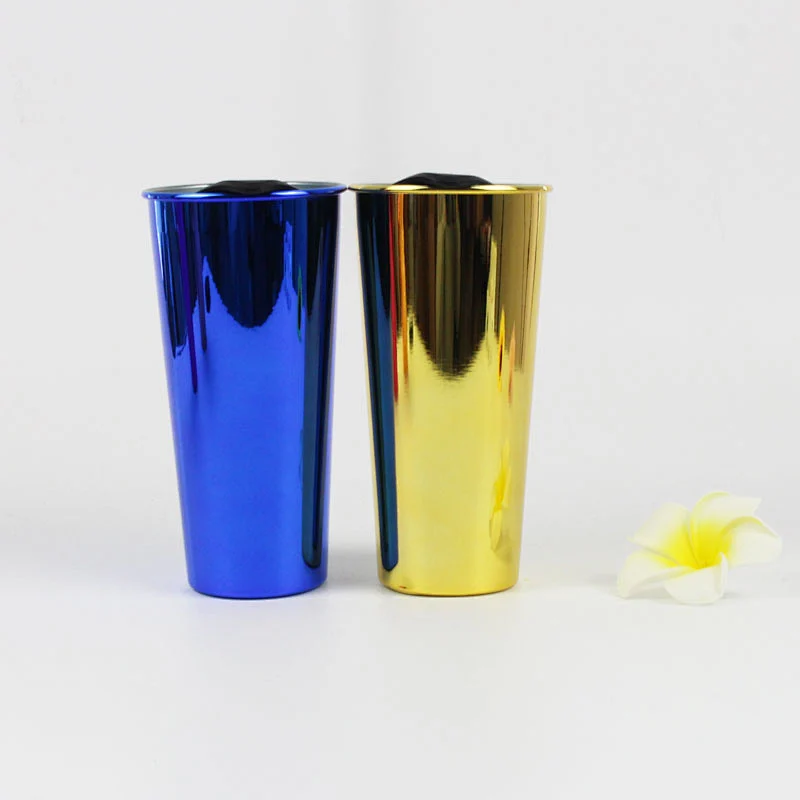 16oz Double Wall Stainless Steel Electroplated Reusable Coffee Mug Juice Glass