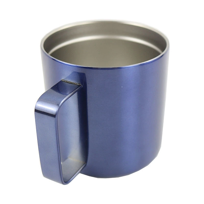 New Insulated Stainless Steel Coffee Mug Color Spray Painted Frilled Mug With Handle Outdoor Portable Mug