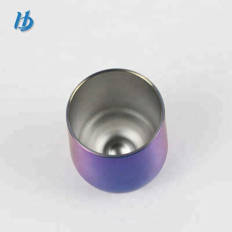 Double wall vacuum stainless steel stemless wine glass electroplating insulated coffee cup