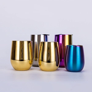 Yongkang factory OEM 304 stainless steel double wall electroplated insulated wine glass