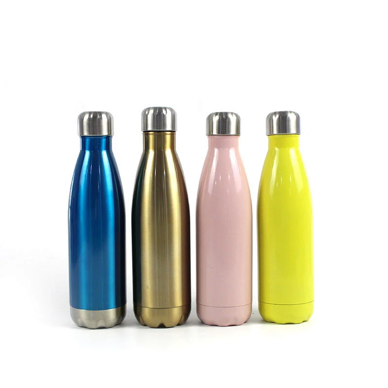500ml stainless steel spray paint in the middle vacuum water bottles with different color