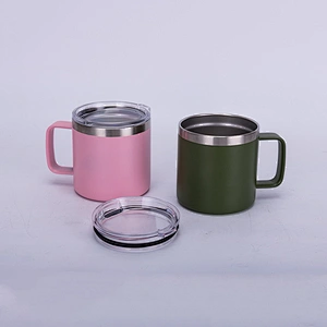 14oz stainless steel double wall vacuum insulated thermos mug with handle