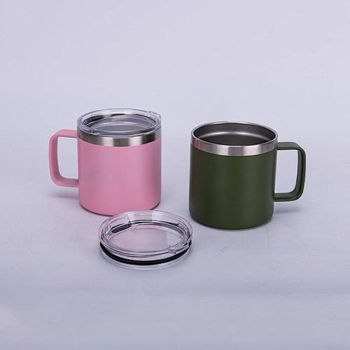 14oz stainless steel double wall vacuum insulated thermos mug with handle