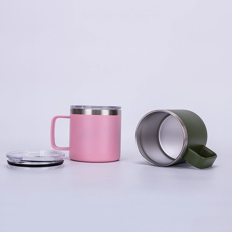 14oz stainless steel double wall vacuum insulated thermos mug with handle