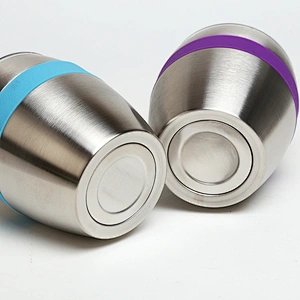10oz stainless steel double wall vacuum thermos wine tumbler with silicone ring
