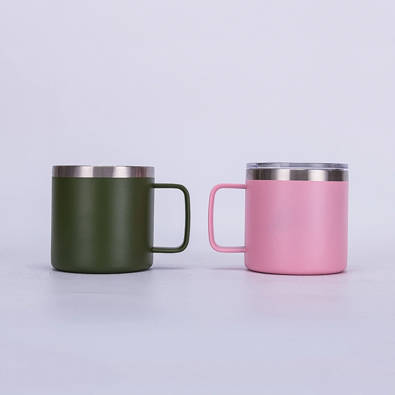 14oz stainless steel double wall vacuum insulated thermos mug with handle