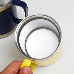 10oz double wall stainless steel vacuum insulated mug with handle