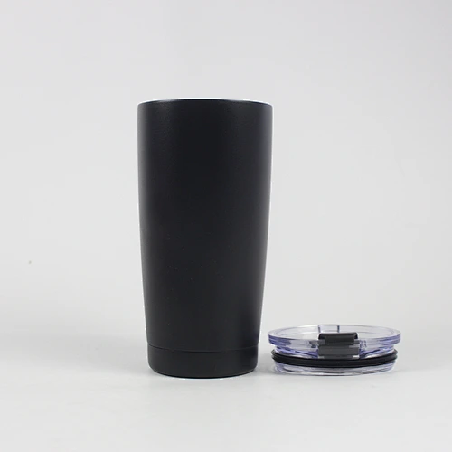 20oz double wall vacuum insulated stainless steel black painting color tumbler with different style lids