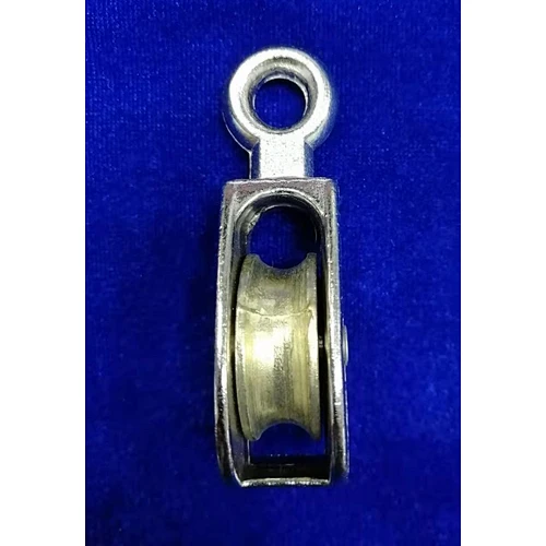 NICKEL PLATED FIXED EYE US TYPE PULLEY WITH SINGLE WHEEL MH0709