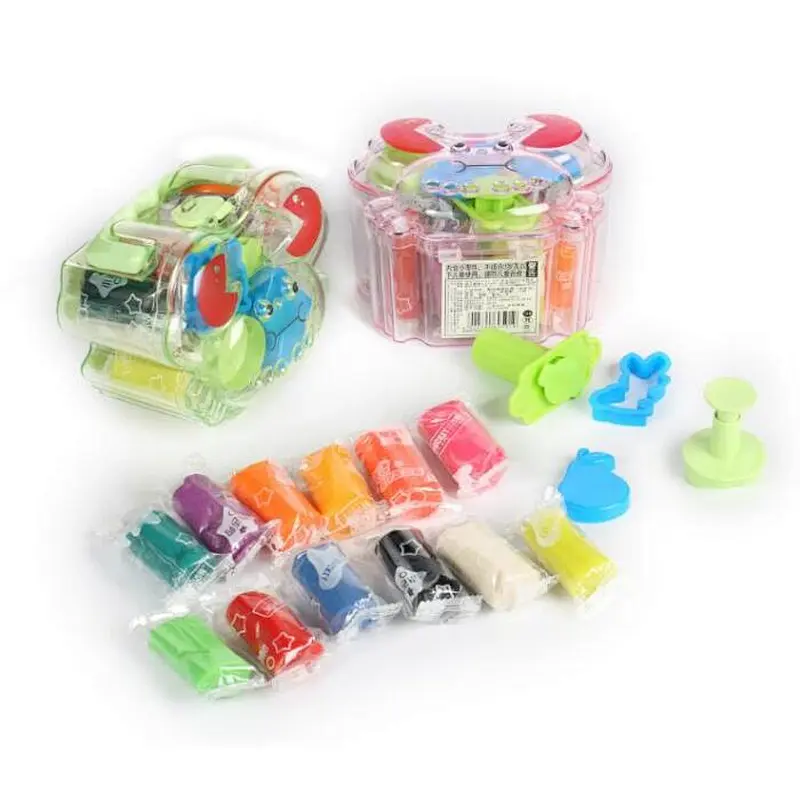 12 color Creative Kids Diy color dough of cute crab design barrel
