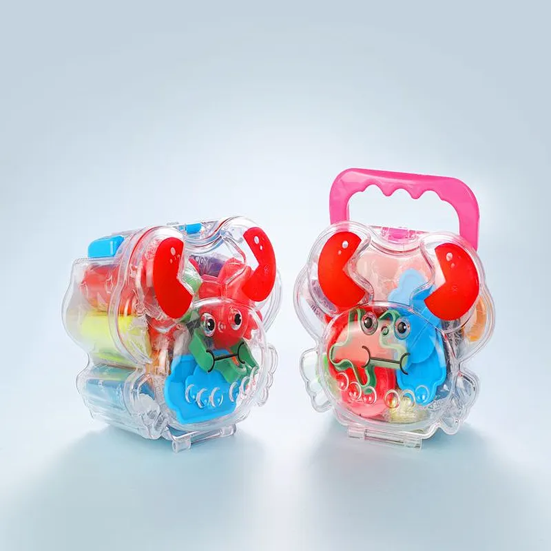 12 color Creative Kids Diy color dough of cute crab design barrel