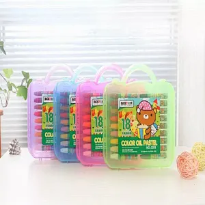 PATO Promocional respetuoso del medio ambiente EN71 no tóxico a granel barato papelería cera crayón 18 colores