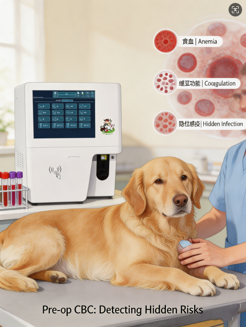 CBC blood test for dogs before surgery detecting anemia and clotting risks.
