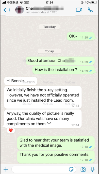 veterinary x ray feedback about customer with sale