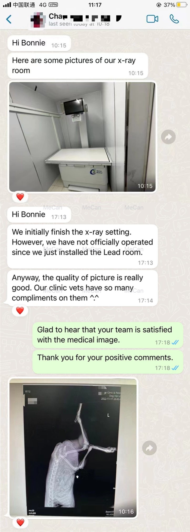 veterinary x ray feedback about customer with sale