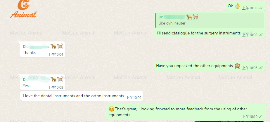 customer feedback about MeCan Animal surgical instruments
