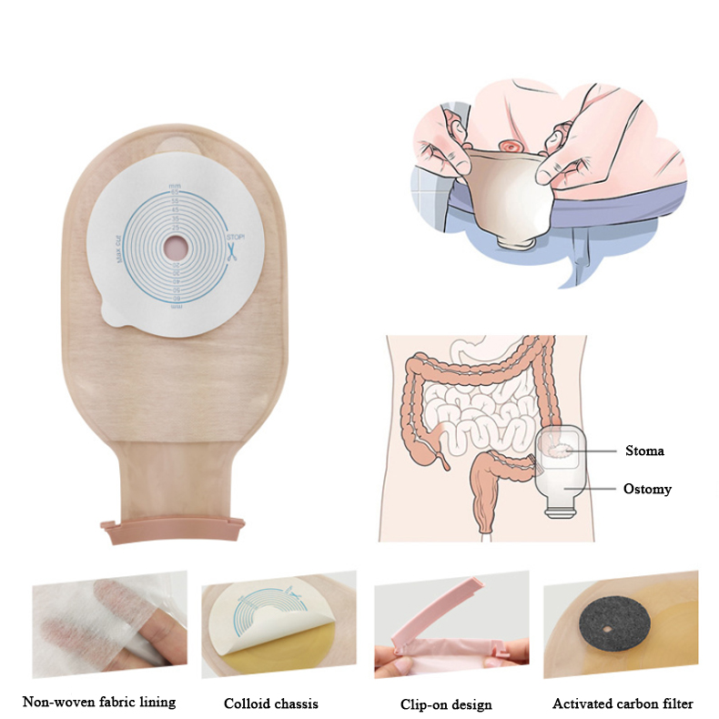 One-piece colostomy bags