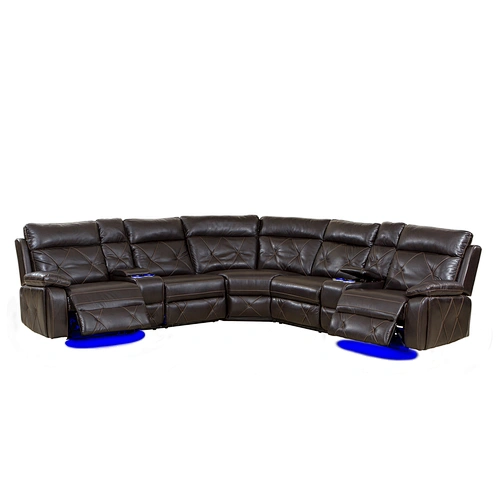 Frank Furniture Hot sale Modern Leather 7 seater sectional couch recliner sofa with LED light