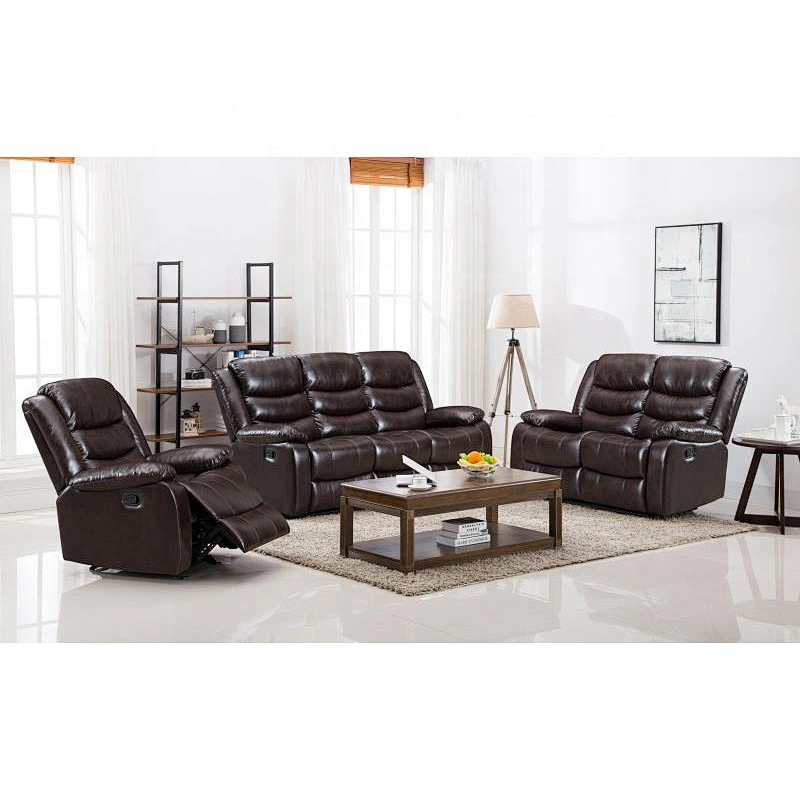 Fashion leather couch set double sofa modern recliner chair for home furniture