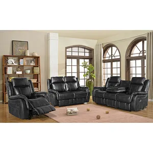 Factory price cheap hot sale 321 PU fabric leather luxury Recliner sofa set for living room