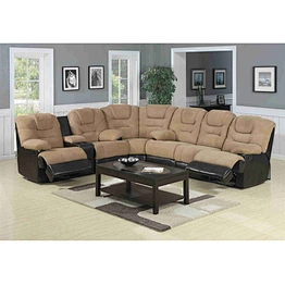 Living room furniture high quality leather with velvet multi-function old man 7 seats corner recliner sofa set