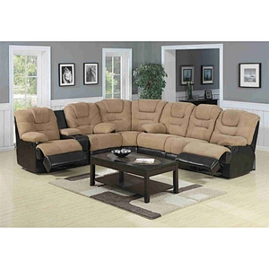 Living room furniture high quality leather with velvet multi-function old man 7 seats corner recliner sofa set