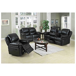 2020 hot selling black PU leather high quality with coffee table and drawer multifunction 3+2+1  recliner sofa set