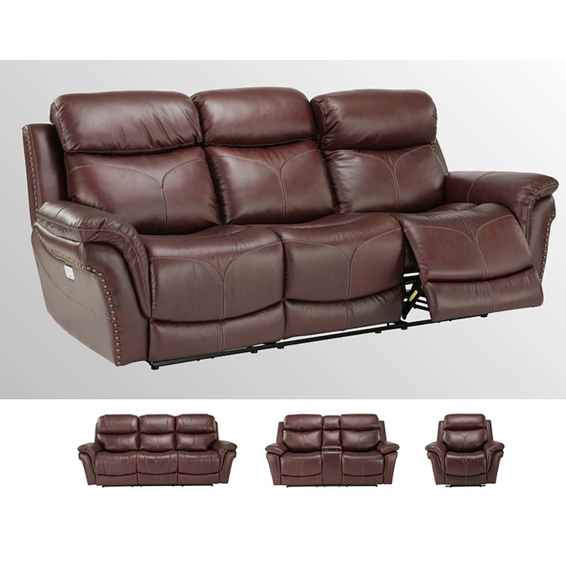 Frank Furniture Italian Real Leather Electric Recliner Sofa Loveseat Chair Home Theater Comfortable Recliner Sofa Set