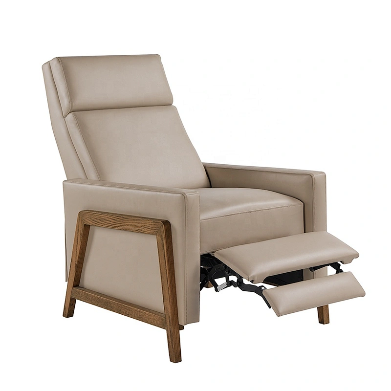 Frank furniture factory push back arm sofa chair for living room/office chair wooden frame legs leisure leather recliner chair