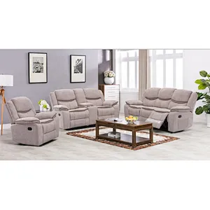 Black high quality leather old man furniture crescent design manual multi-function living room sectional recliner sofa