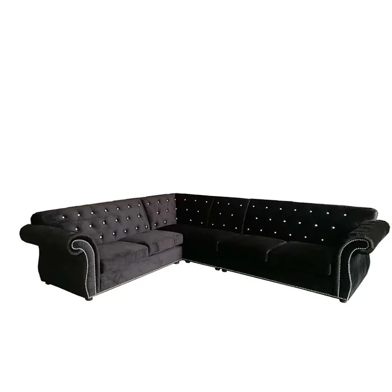 Hot selling 2020 Newest Luxurious and beautiful high quality with Bubble nail corner sectional sofa