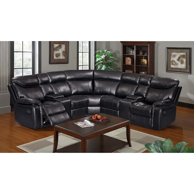 Frank Furniture Hot sale Modern Leather 7 seater sectional couch recliner sofa with LED light