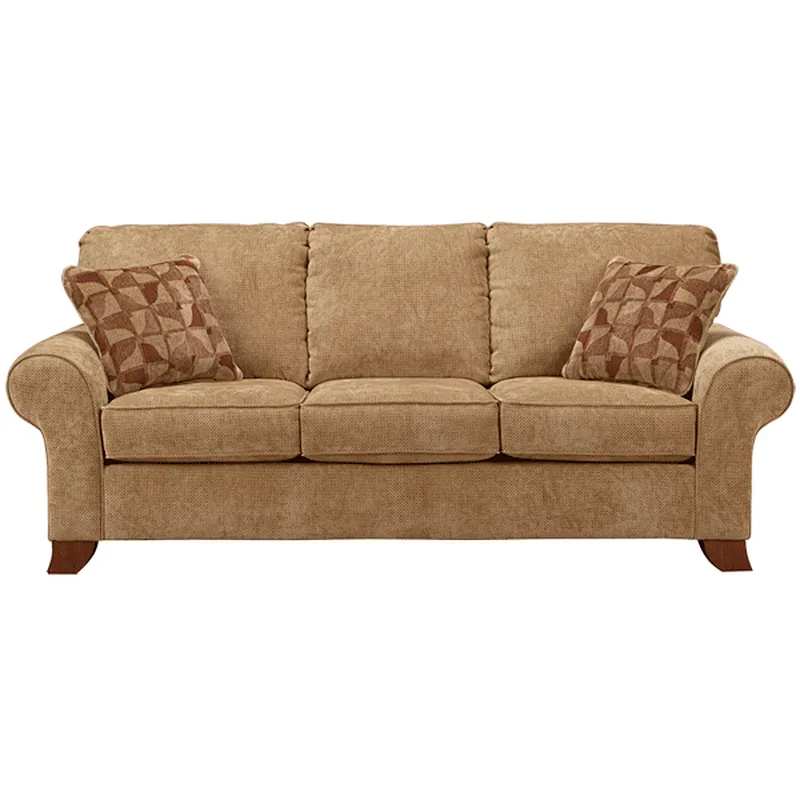 Red healthy sponge cushion high quality linen comfortable back three seat living room sofa