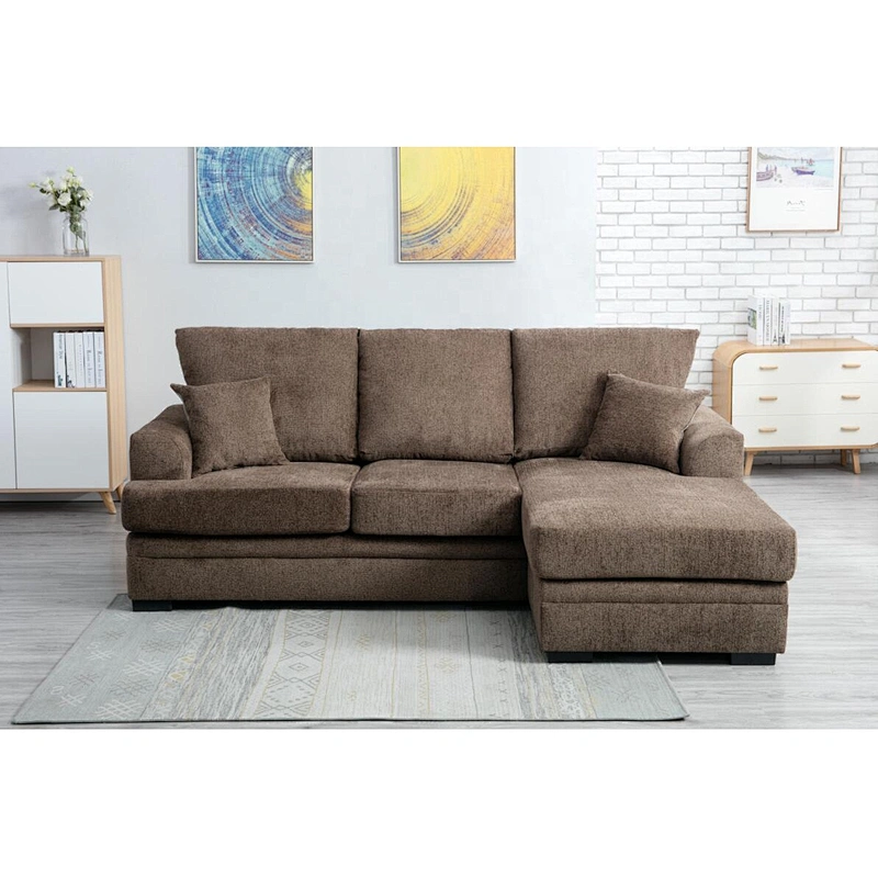 Blue high quality cloth healthy sponge cushion living room furniture with storage ottoman metal feet sectional sofa