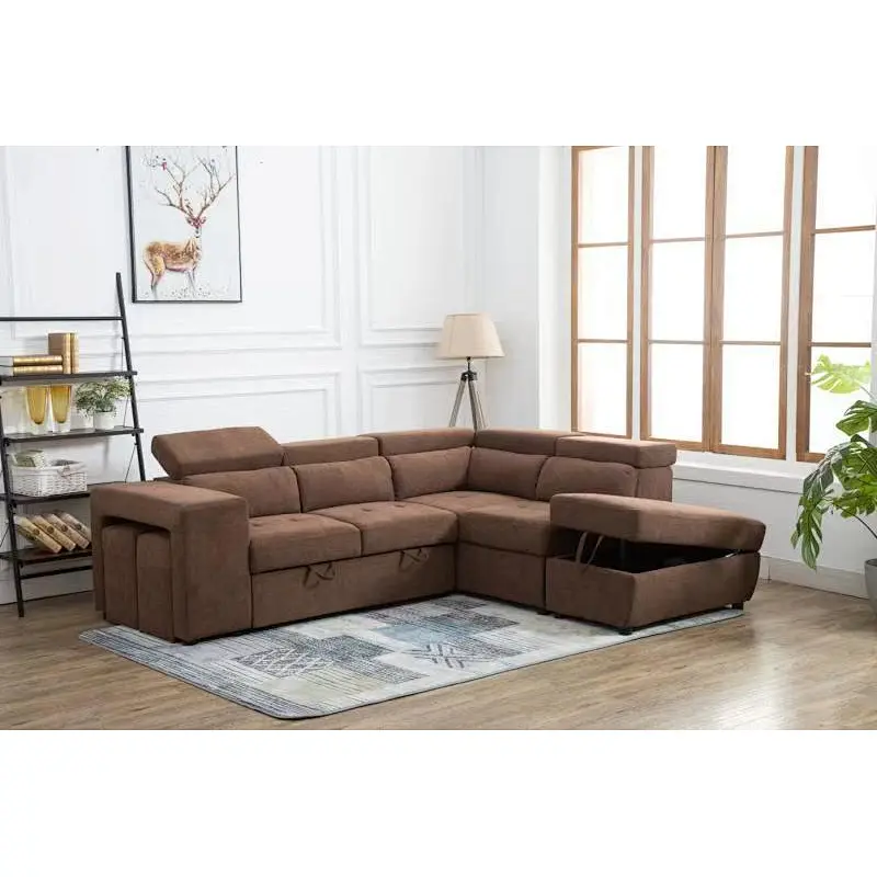 Gray modern style healthy and rational design small high quality living room sofa bed with storage function
